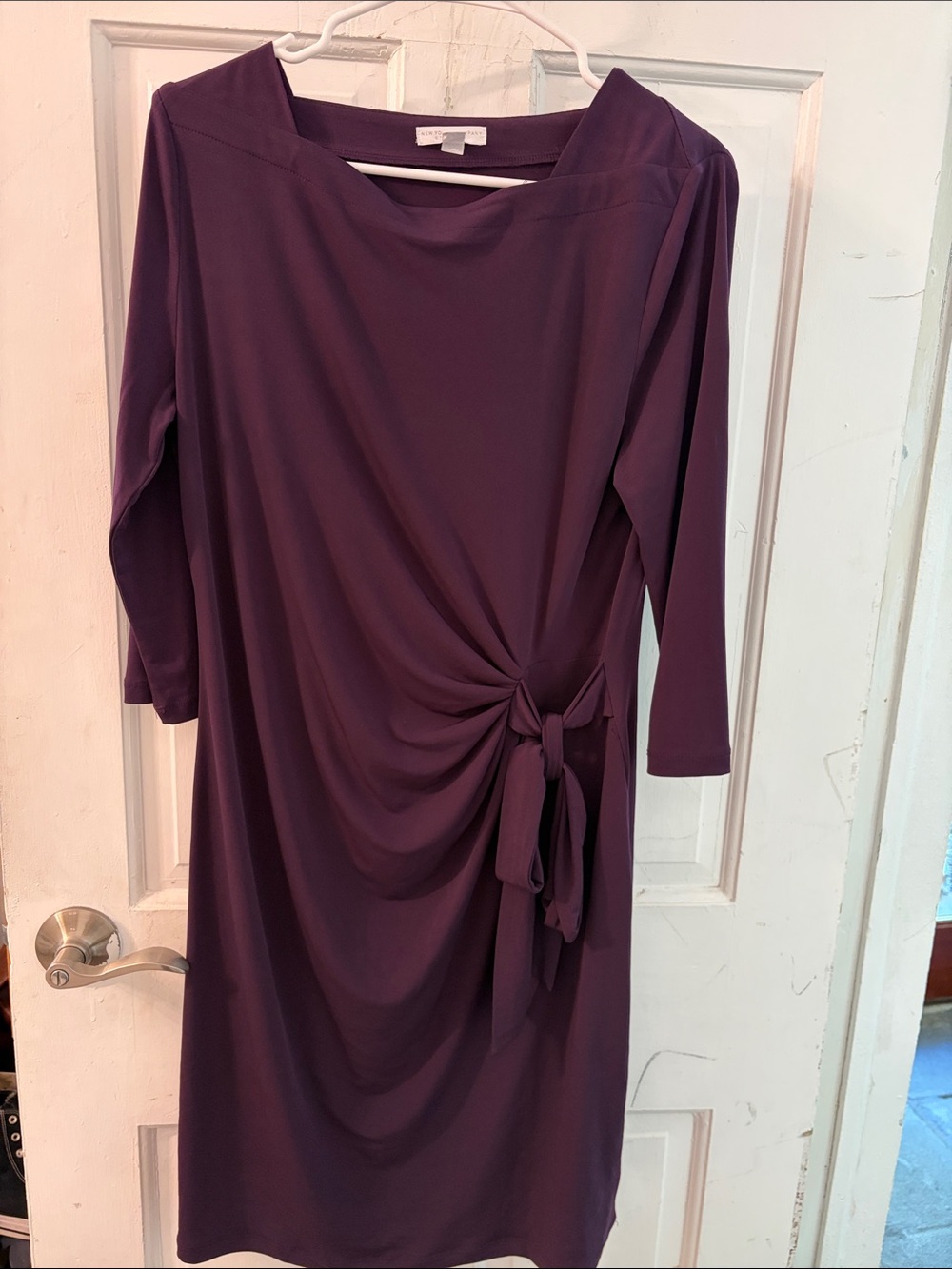 New York & Company Plum Knot-Detail Midi Dress